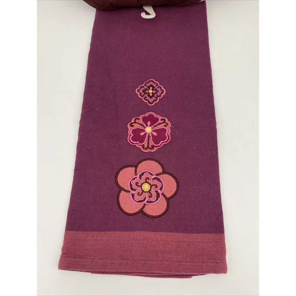Global‎ Home Target Kitchen Towel And Potholder Red Flower Set